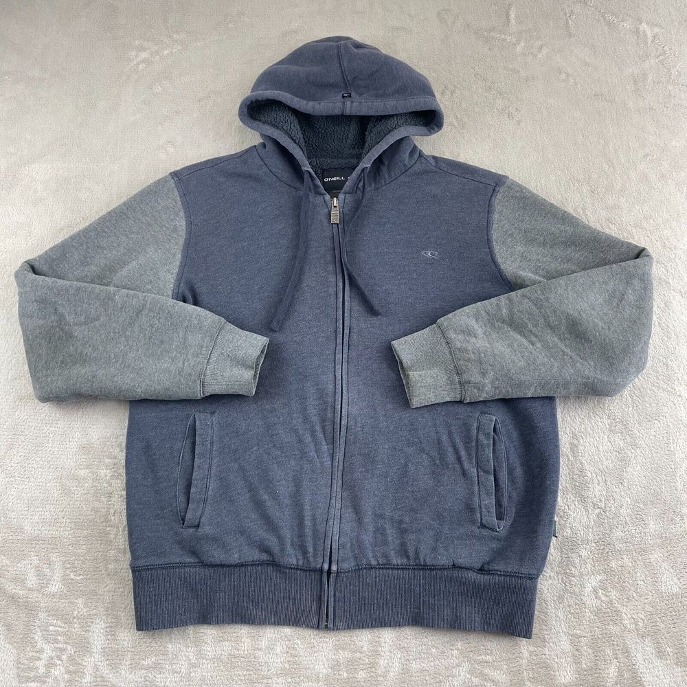 Vintage Oneill Hoodie Men Small Blue Sherpa Lined Full-Zip Skater Grunge‎ Y2K